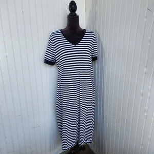 Tommy Hilfiger Black and White Striped Midi Dress